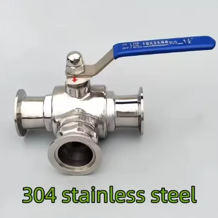 Zawór kulowy trójdrożny ręczny próżniowy KF16 KF25 KF40 KF50, zawór kulowy próżniowy typu T, ręczny zawór kulowy ze stali nierdzewnej, złączka rurowa