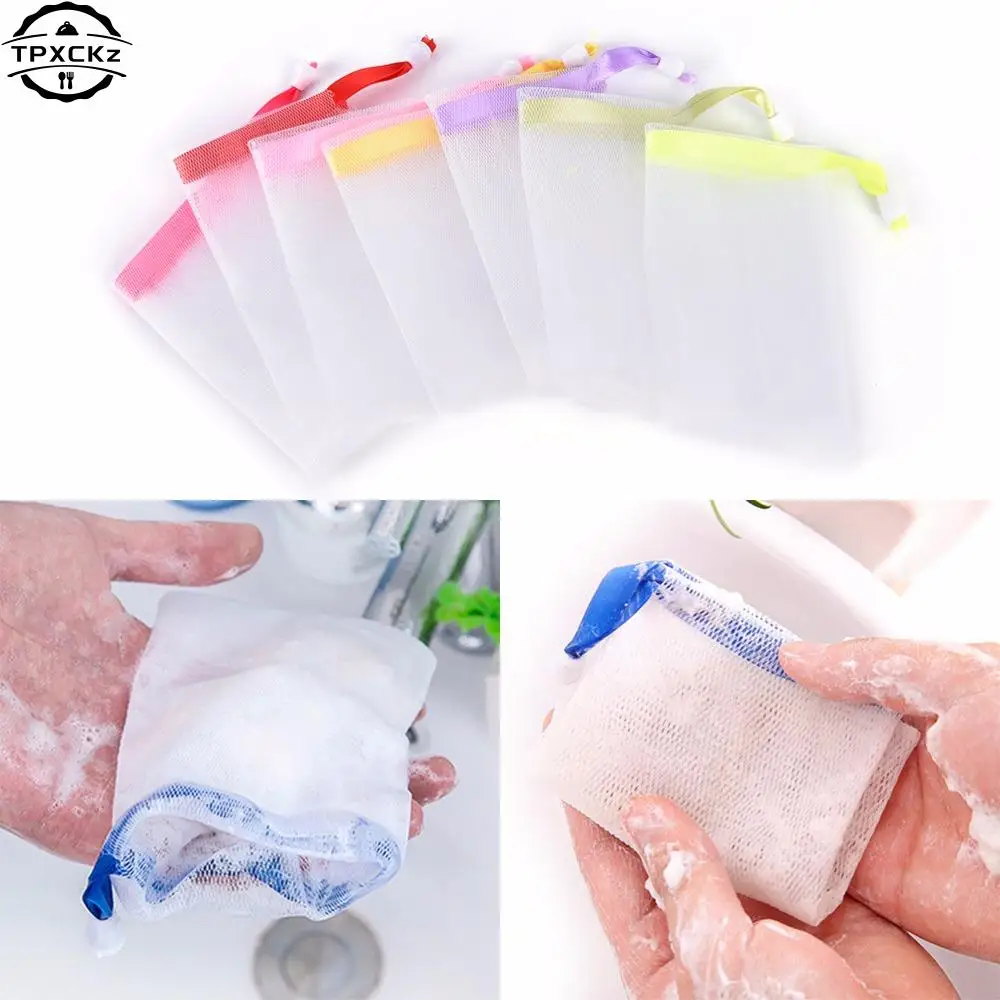 

5pcs/lot Hanging Nylon Soap Mesh Bag Mesh Net For Foaming Cleaning Bath Soap Net Bathe Cleaning Gloves