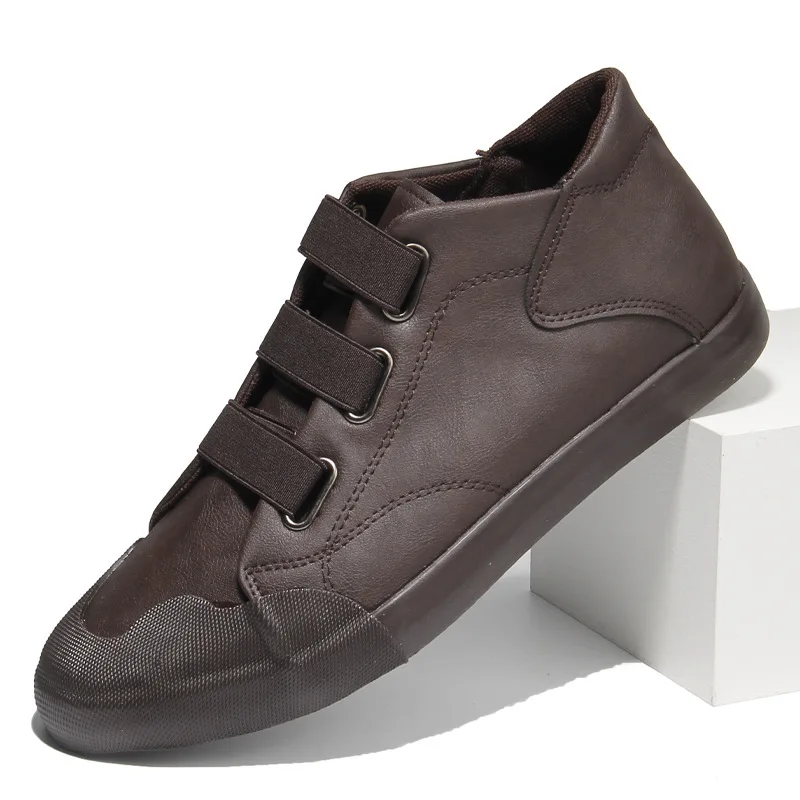 

Men's Leather Casual Shoes Breathable Trend Pu Leather Men Wear-Resistant Designer Sneakers British Wild Simple Flats 2026