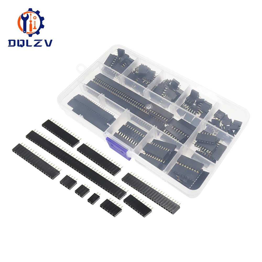 155 Uds caja de enchufe hembra de una sola fila 2,54mm conector de clavija de una sola fila Kit de combinación de placa PCB, 8 tipos