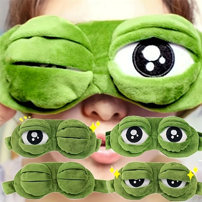 Kawaii Frog Eye Mask & Hair Band, Two-in-One Design, 5.9 Inch Width, Super Soft Plush, for Skincare Routine and Photo Prop