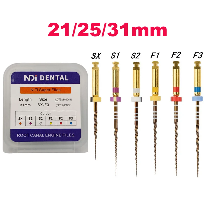 

Набор из 3 коробок: Супергибкие золотистые NiTi файлы Dental Pro Files Taper с термоактивацией для операций по обработке корневых каналов, 21 мм, 25 мм