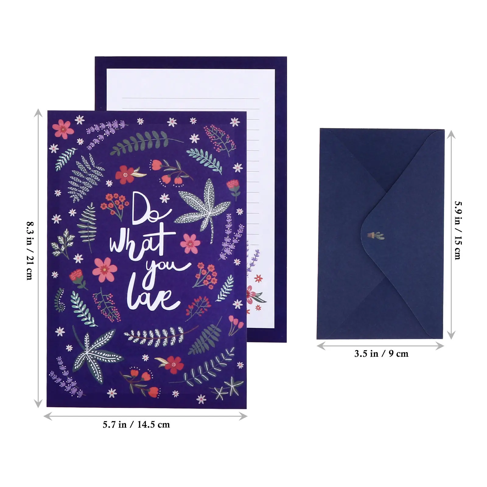 8Sets Floral Animal Writing Paper Stationery Paper Letter Envelope Set Smooth Surface Elegant Design for Invitations Notes