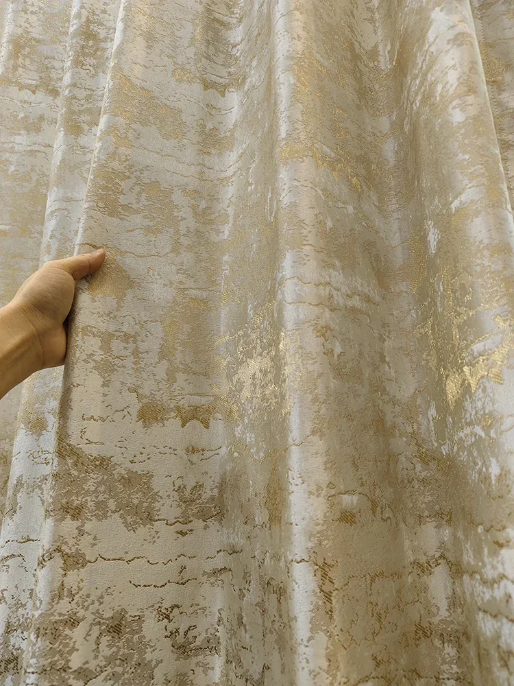 Curtains For Living Room Bedroom French Window Balcony Customized Finished Study Partition Marble Gilding Jacquard Pearl Lace
