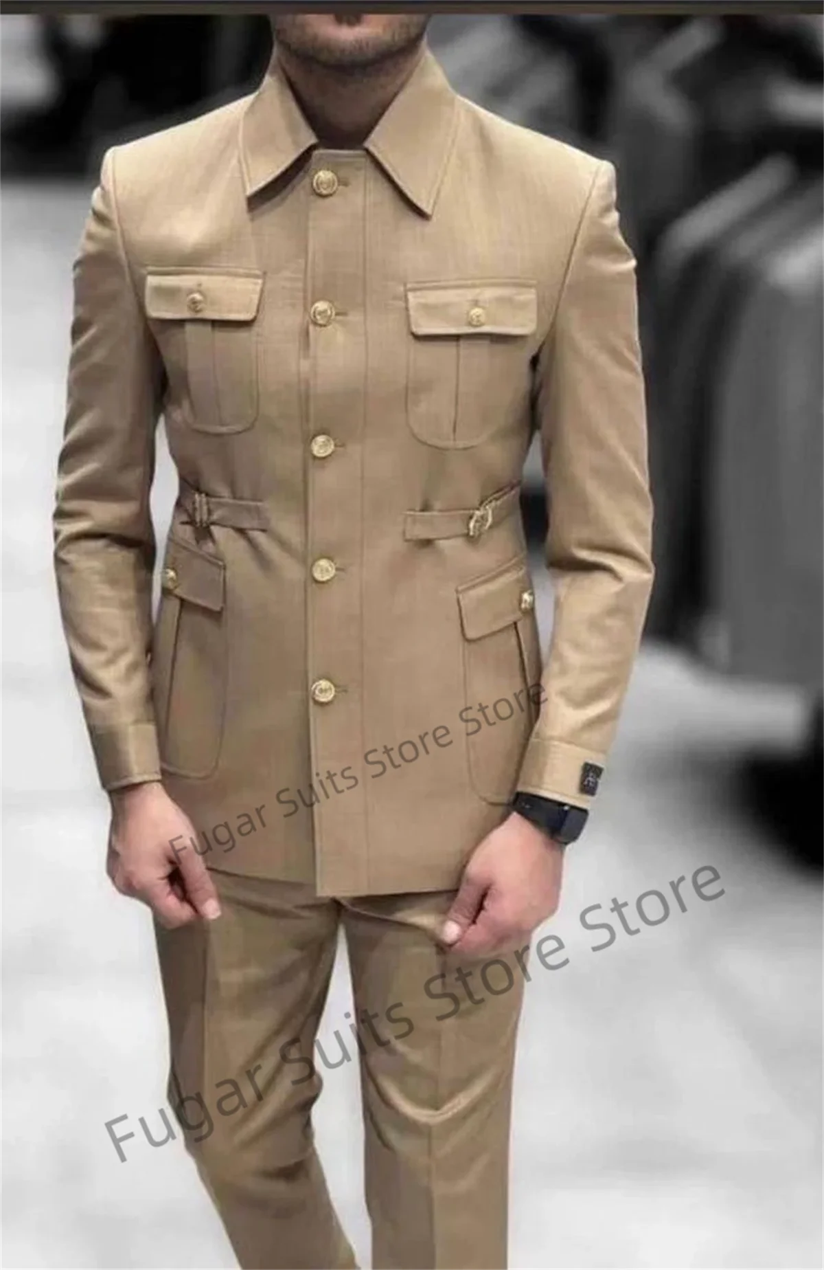 Men's Stand Collar Chinese Style Elegant Suits For Men Slim Fit Formal Groom Tuxedos Prom2 Pcs Classic Male Blazer Costume Homme