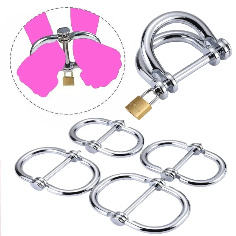 Metal Steel Wrist Handcuffs Bdsm Slave Lockable Bondage Semicircular Restraint Roleplay SM Tool Sex Toys For Couples Adult Games