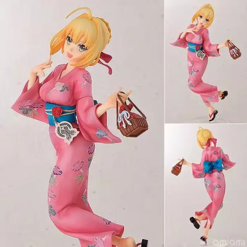 

Anime Fate Grand Order Saber and Joan of Arc and Mash Kyrielight kimono version Action Figure Model Toy 20cm