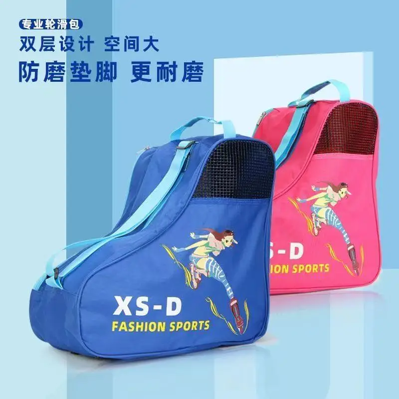 Single Shoulder Bag for Kids, Inline Roller Skates, Ice Skating Handbags, Breathable Hand-Held Storage Backpack, 39x25x42cm