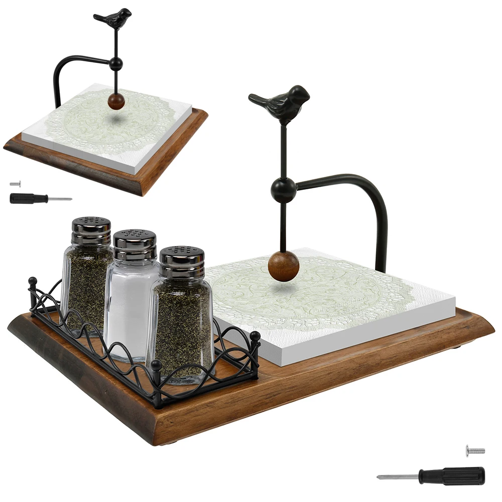 

Wooden Flat Napkin Holder Freestanding Base Square Paper Towel Holder Hotel Paper Towel Box Homestay Tabletop Paper Towel Holder
