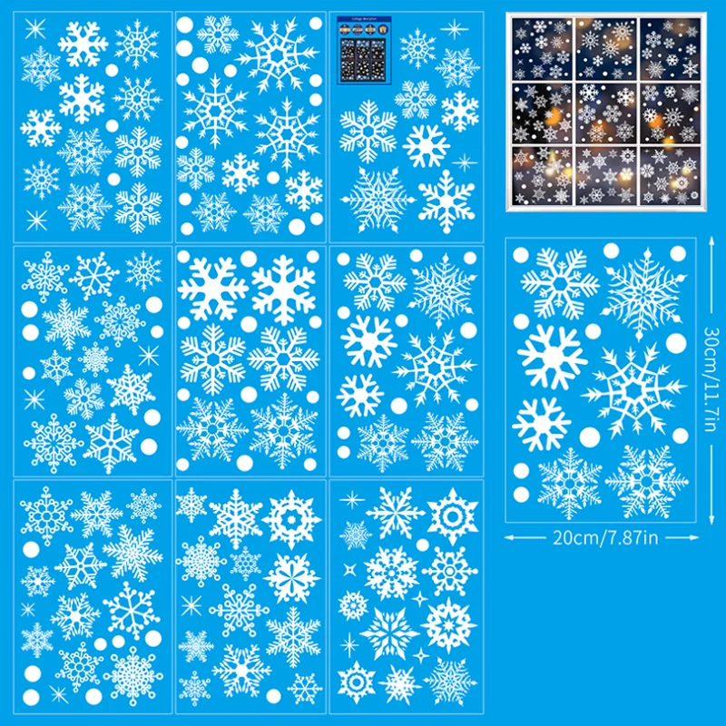 Christmas White Snowflake Decoration Electrostatic Sticker New Year's Party Window Glass Decor Sticker Waterproof Anti Fouling