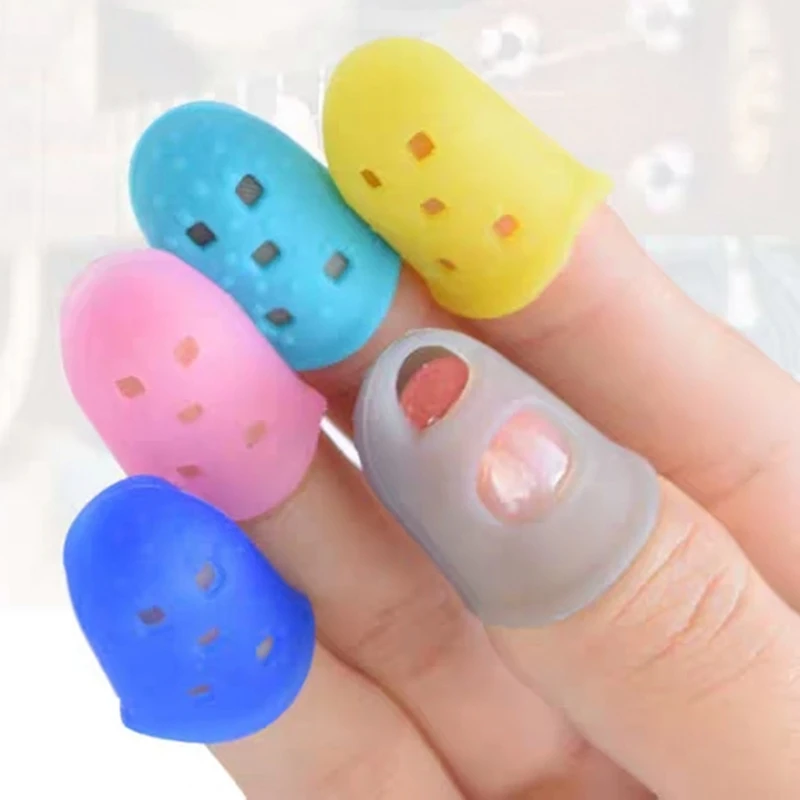 Colorful Silicone Thimbles Hollowed Out Breathable Playing Guitar Protective Finger Sleeve DIY Hand Crafts Sewing Tools