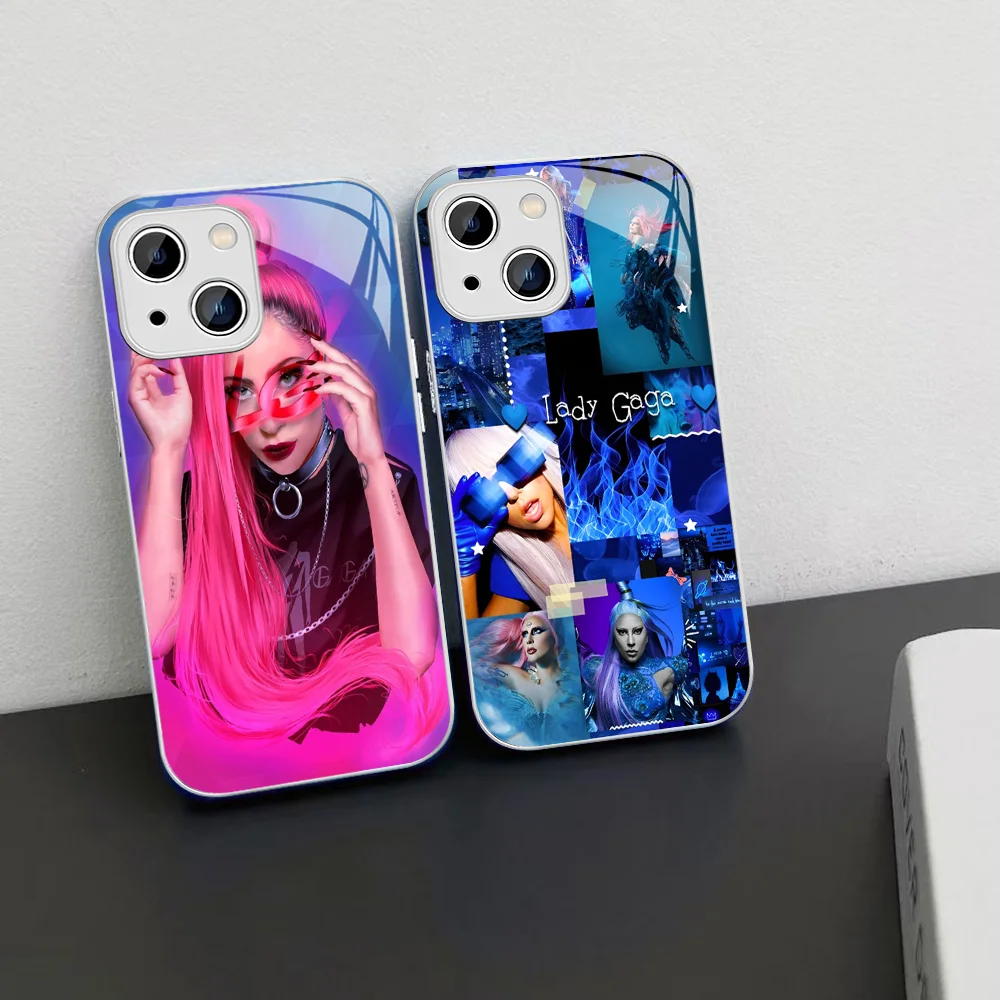 L-Lady G-Gaga Singer Phone Case Tempered Glass For Iphone 14 13 12 11 Pro Mini XS MAX 14Plus X XS XR Fundas