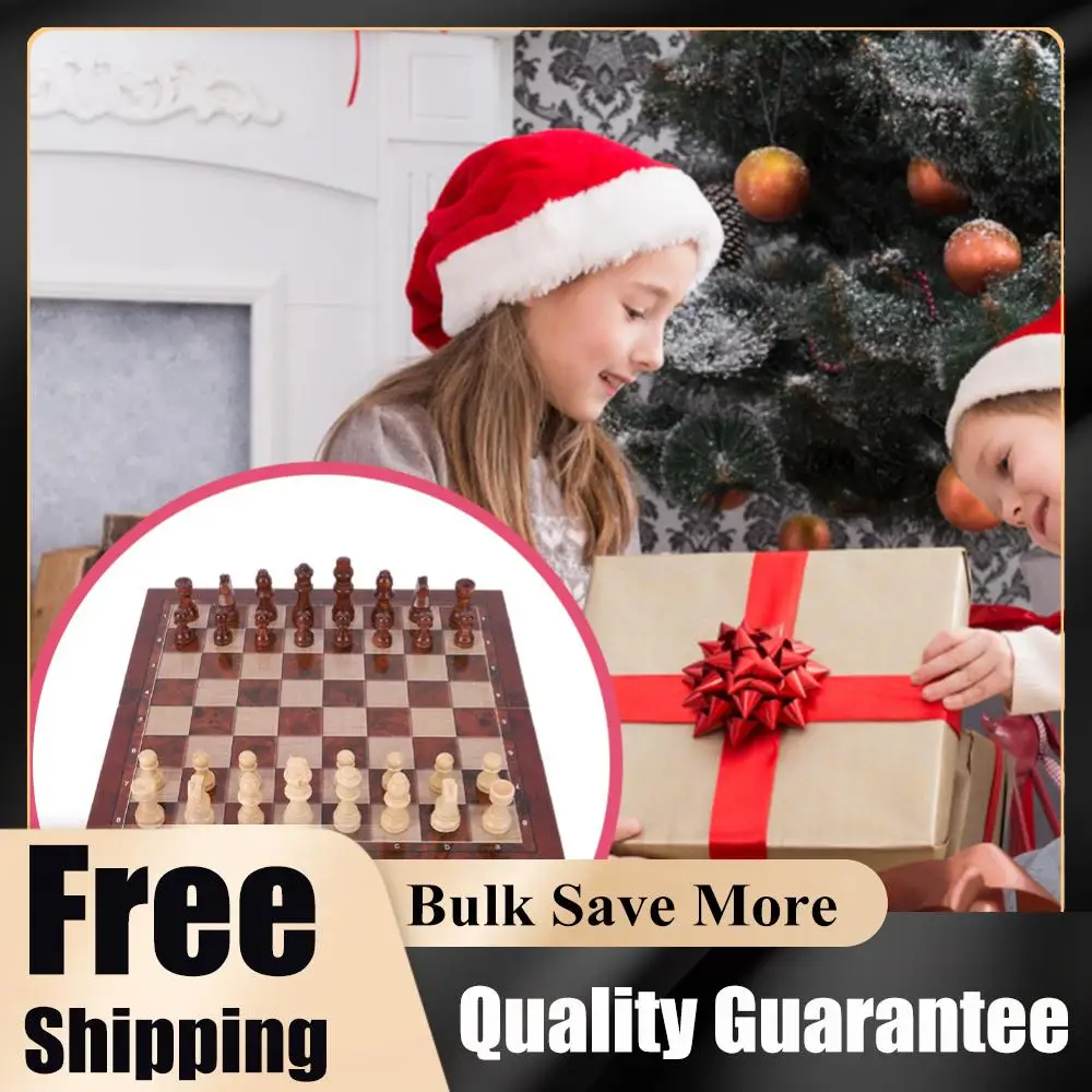 

Developing Strategic Thinking 3 in 1 Chess Chekers Backgammon No Toxic 29x29cm Large Chessboard Chess Wooden Set for Boys Girls