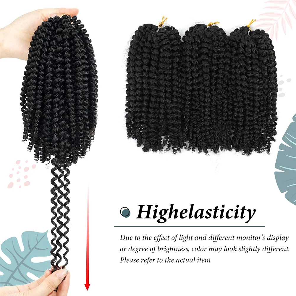 Extensões de cabelo crochê, Premium Synthetic Curly Hair, Cabelo curto da paixão torção, Marlybob Crochet Hair, 8 em, 3 Pacotes por pacote