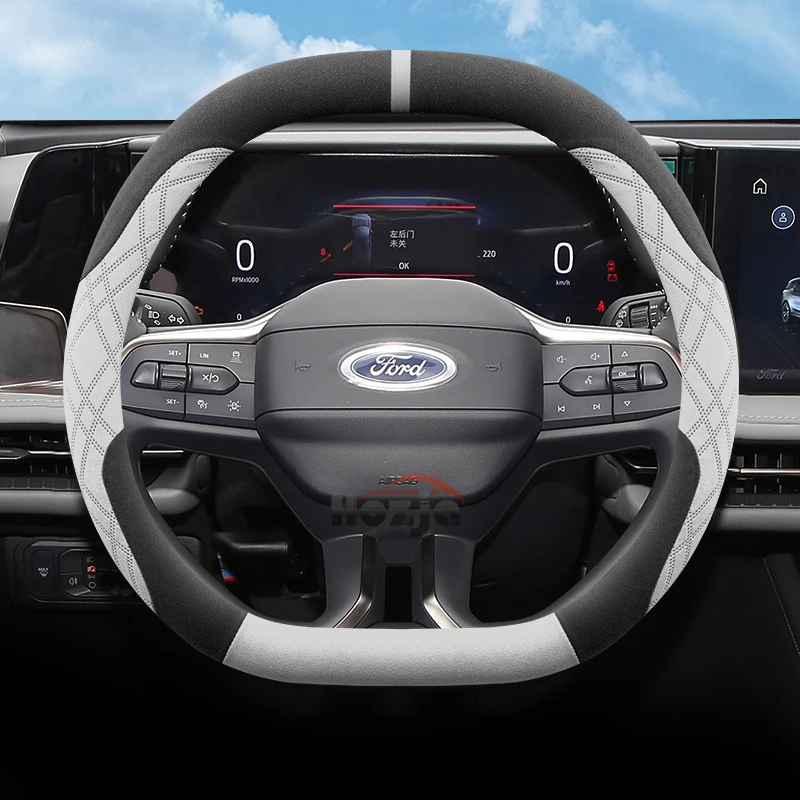 Housse de volant de voiture en daim pour Ford Tourneo Custom Courier Capri PUMA Gen-E ST-Line Explorer EV 2024 2025 Accessoires auto