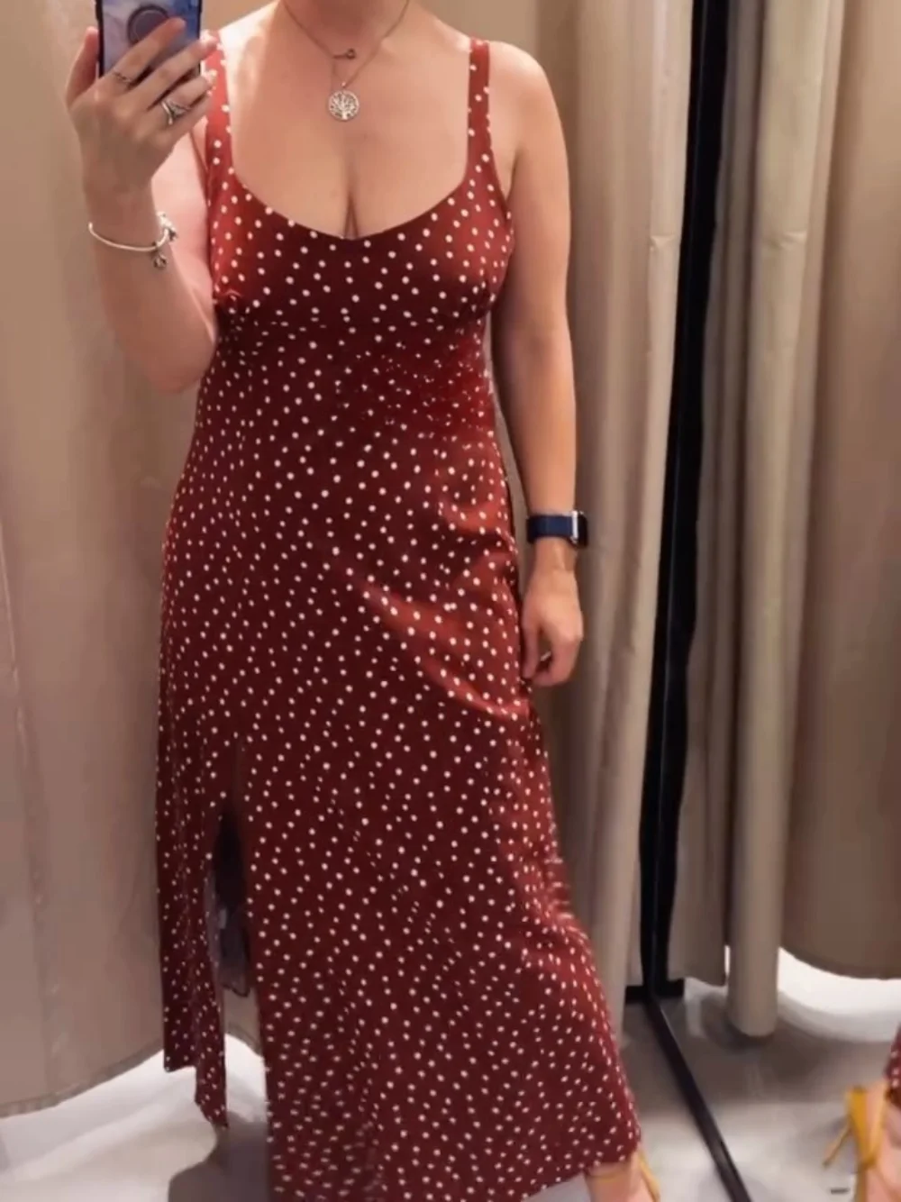 

Women Elegant Polka Dot Midi Dress Suspender Dress 2025 New Spring Summer Fashion High Street Romantic Holidays Dress