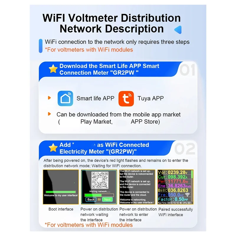 Hot-GR2PWSL Smart Electricity Meter Digital Display Monitor With Mutual Inductance Coil