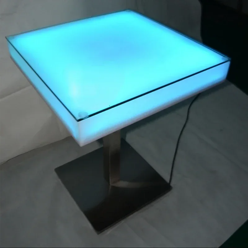 restaurant furniture led glowing square dinning table