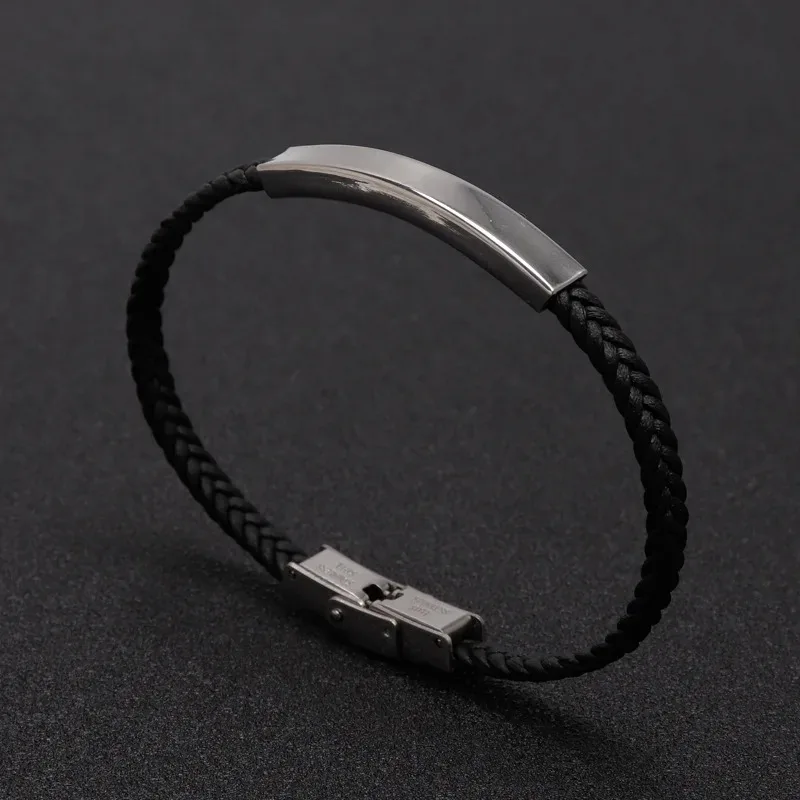 Custom Text Thin Rope Stainless Steel Bracelet For Women Logo Name Engrave Handmade Women Id Bracelets Jewelry