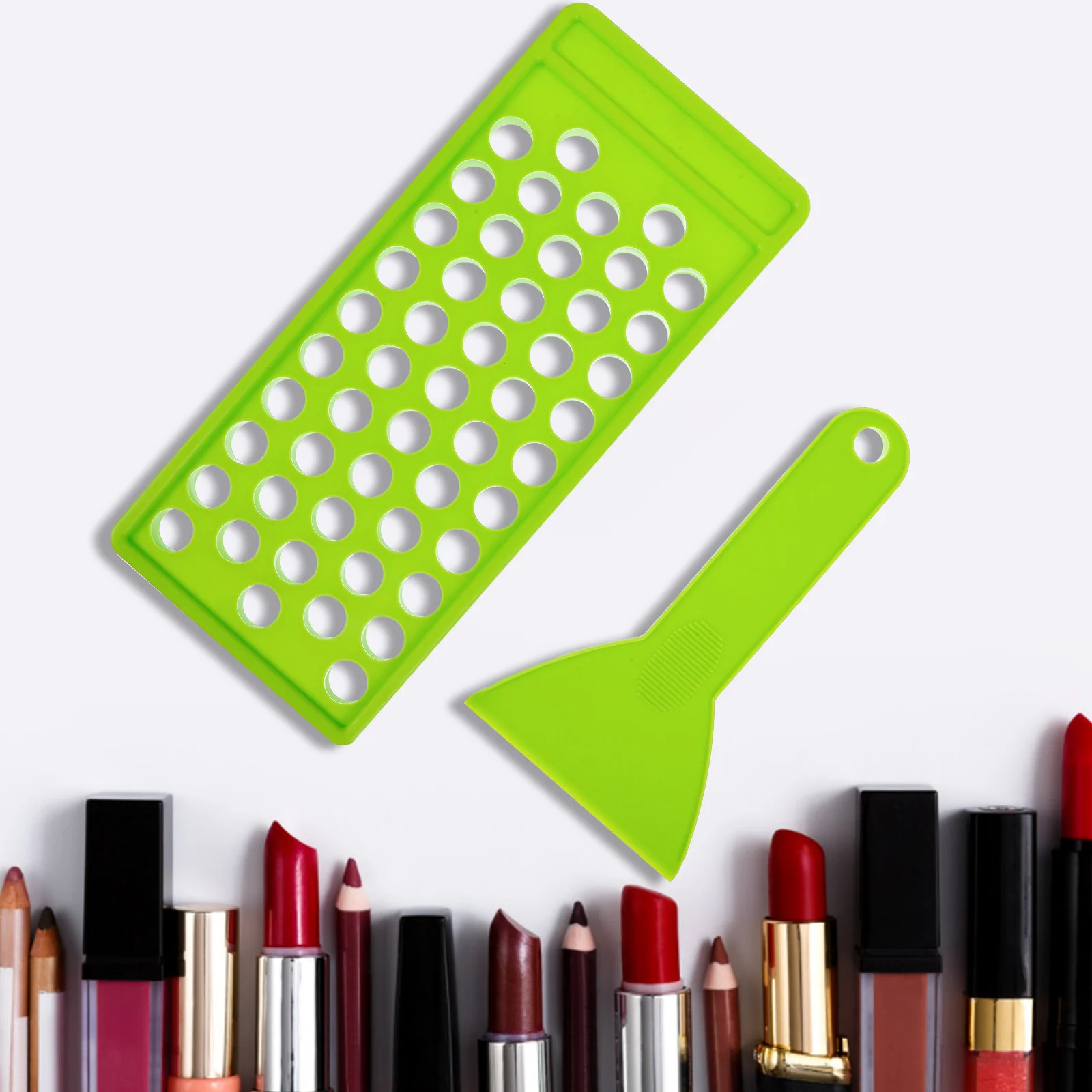 Bandeja de llenado de bálsamo labial, 50 agujeros con espátula, Kit de manualidades DIY para lápiz labial casero, brillo, protector solar, belleza orgánica Natural