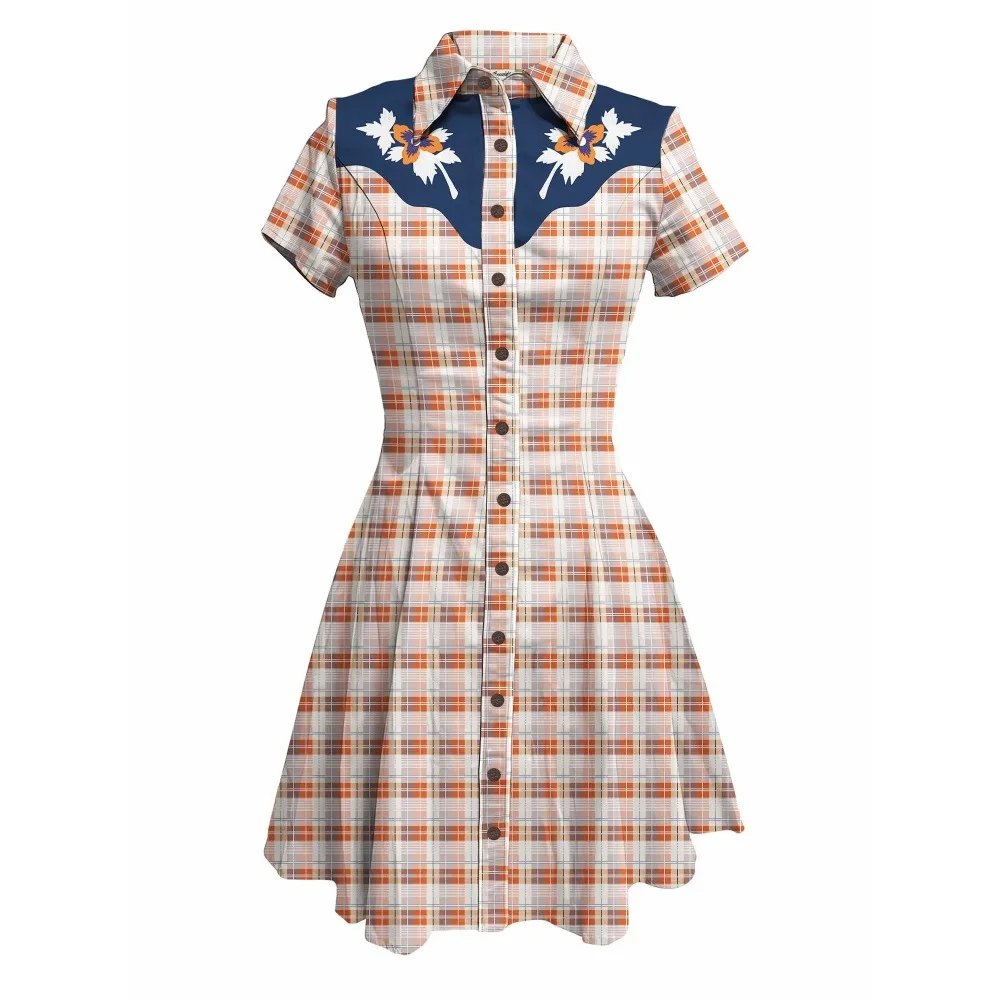 Vintage Flower and Plaid Printed Hawaiian Shirt for Men Button-down Shirt Short Sleeves 100% Cotton Dress Summer Bodycon Dress