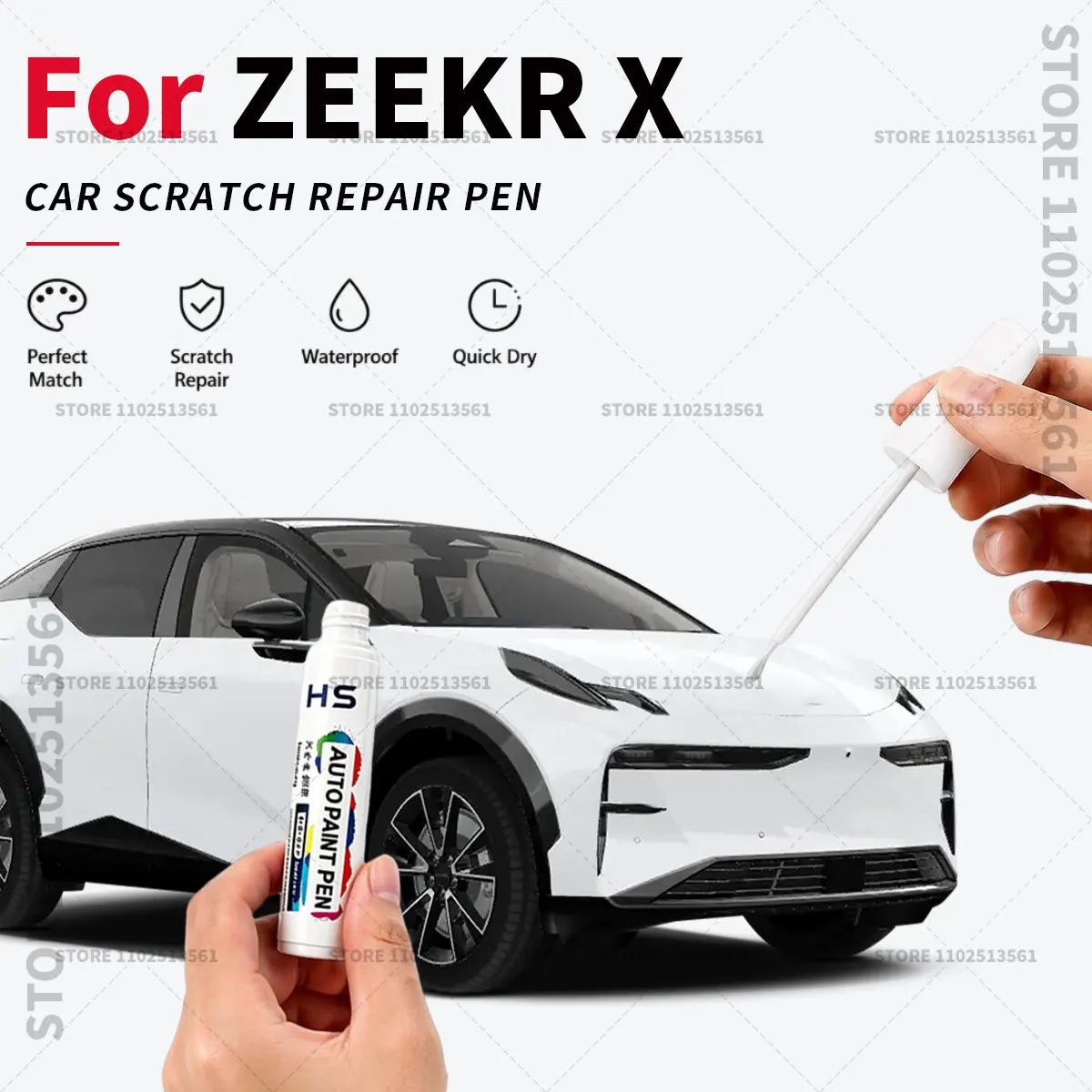 For ZEEKR X White Black Blue Automotive Touch Up Paint Pen Car Paint Scratch Remover Quick Dry Repair Brush for Vehicle Paint