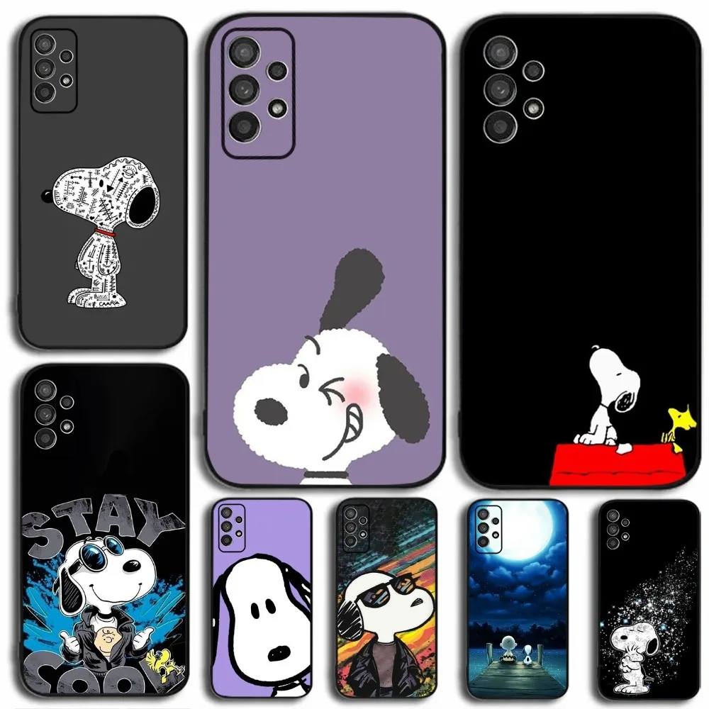 Cartoon S-Snoopys Phone Case For Samsung Galaxy A13,A21s,A22,A31,A32,A52,A53,A71,A80,A91 Soft Black Cover