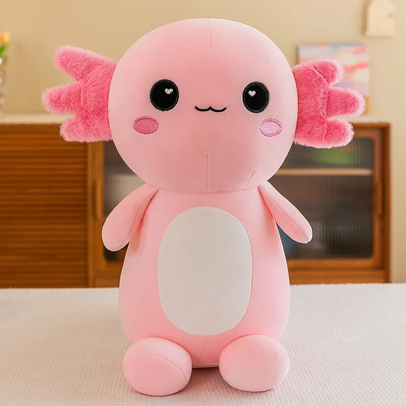 ตุ๊กตาซาลาแมนเดอร์ใหม่ 1 ชิ้น ขนาด 30 ซม./11.81 นิ้ว ของเล่นไดโนเสาร์หกเหลี่ยมน่ารักแบบคู่ ผลิตภัณฑ์ใหม่ Axolotl