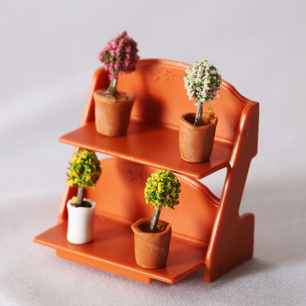 2 Pcs Dollhouse Mini Furniture Model Plant Pot Stand Miniature Garden Accessories