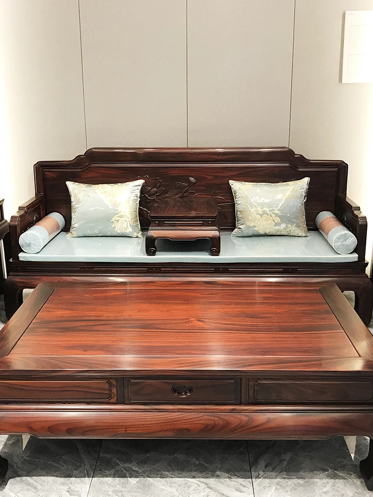 Indonesian black rosewood sofa living room mahogany rosewood sofa combination Dongyang broad-leaved rosewood Chinese solid wood