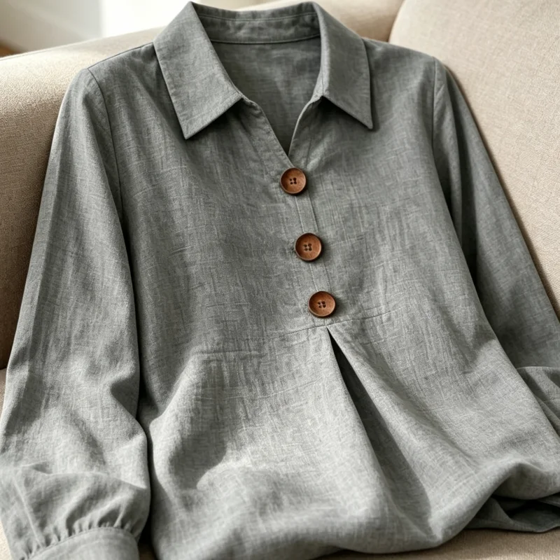 Flowy Tunic Tops for Women, Long Sleeve V Neck Loose Flowy Wrinkle Resistant Tunic Shirt for Spring Autumn Plus Size S-3XL