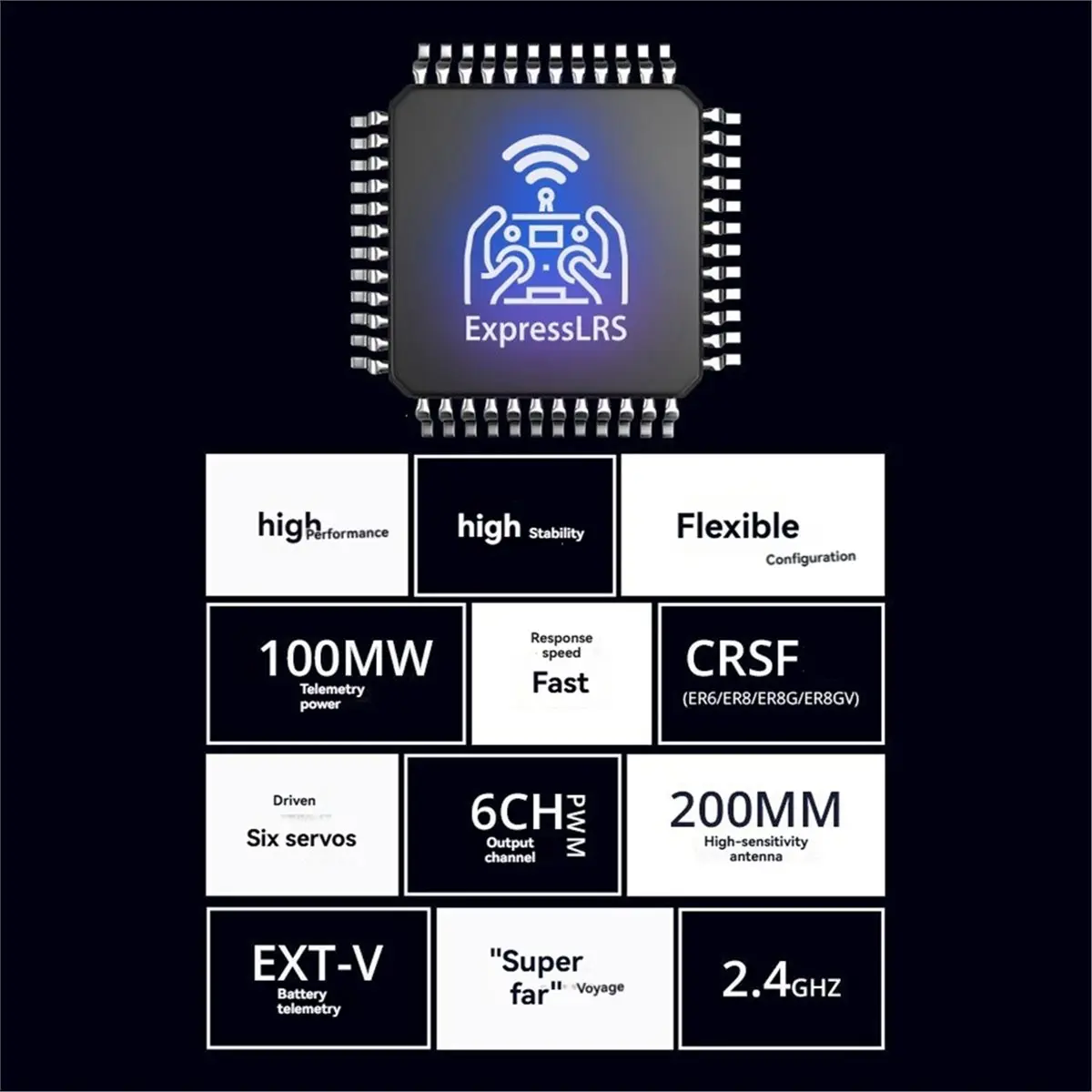 fine ER6 2.4GHz ELRS PWM Receiver 6CH 100mw CRSF ExpressLRS RX with Voltage Telemetry for RC FPV Fixed Wing Drone