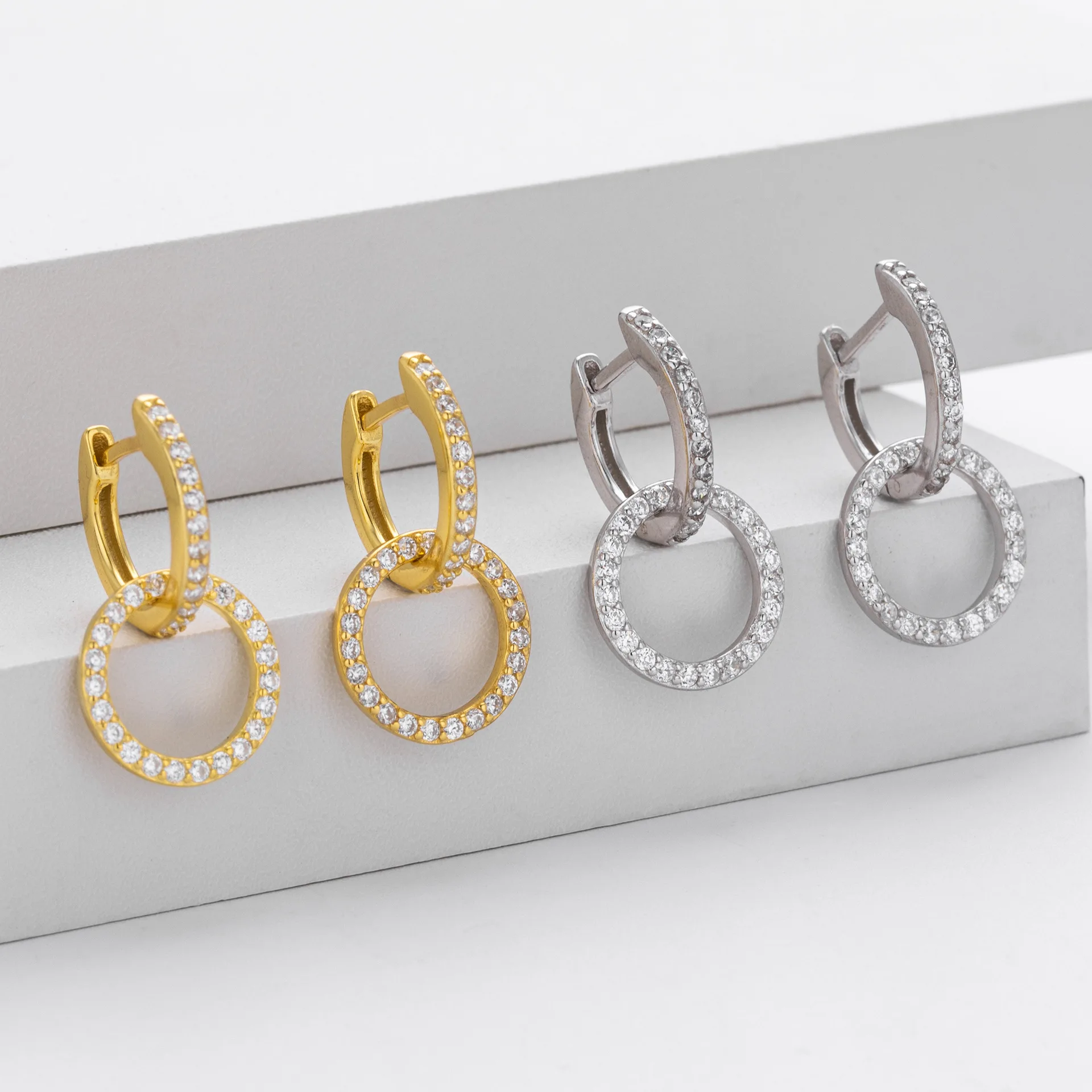 Withered S925 Sterling Silver Earrings With Circular Earrings For Women Women's Earrings Ear Cuffs