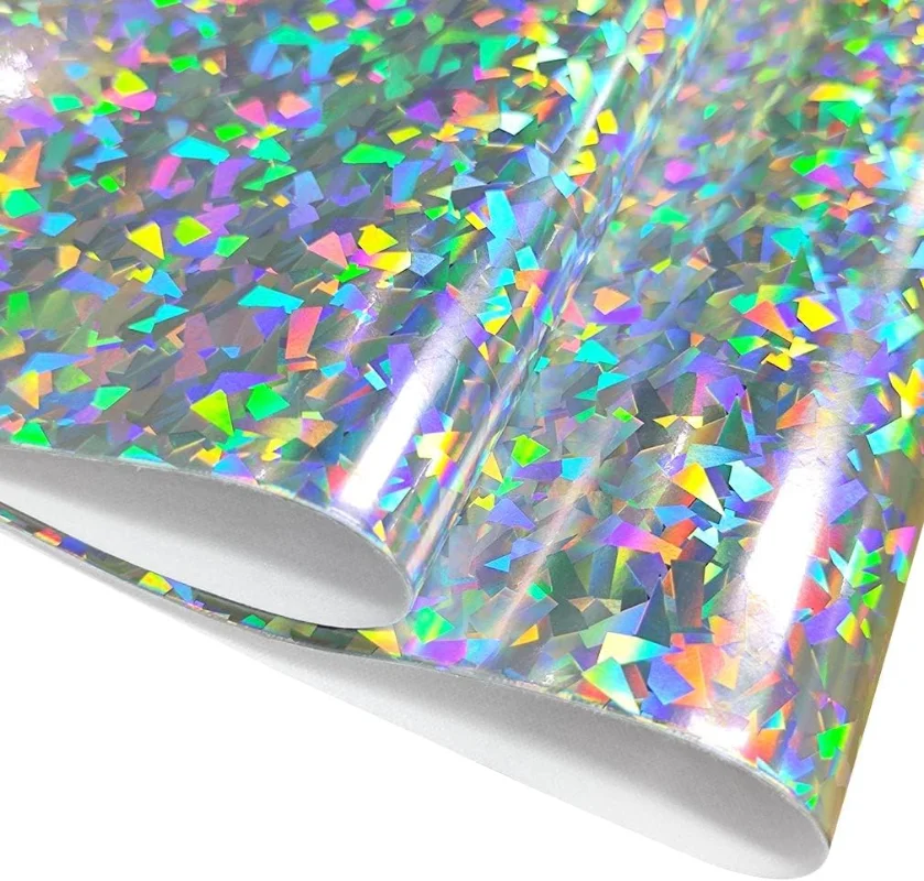 

46x135cm Holographic Mirror Laser Fine Fragment World Silver Fabric PU Sheets Faux Leather for Making Crafts Leather Bows Sewing