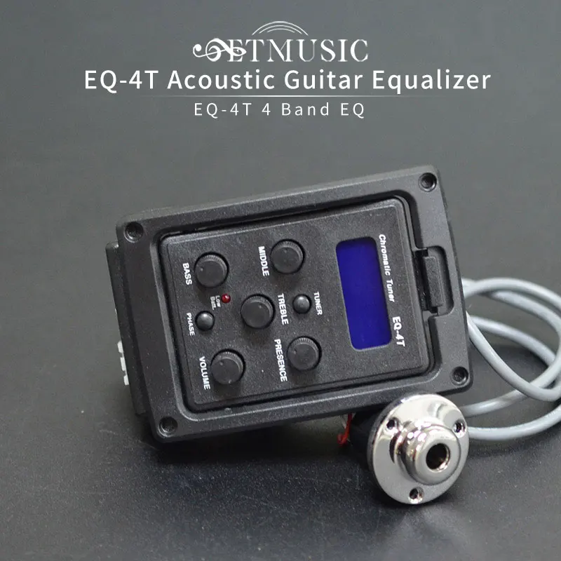 

10PCS EQ-4T 4 Band Acoustic Guitar Preamp Electric Guitar EQ Equalizer Acoustic Guitar Preamp EQ Pickup with Tuner