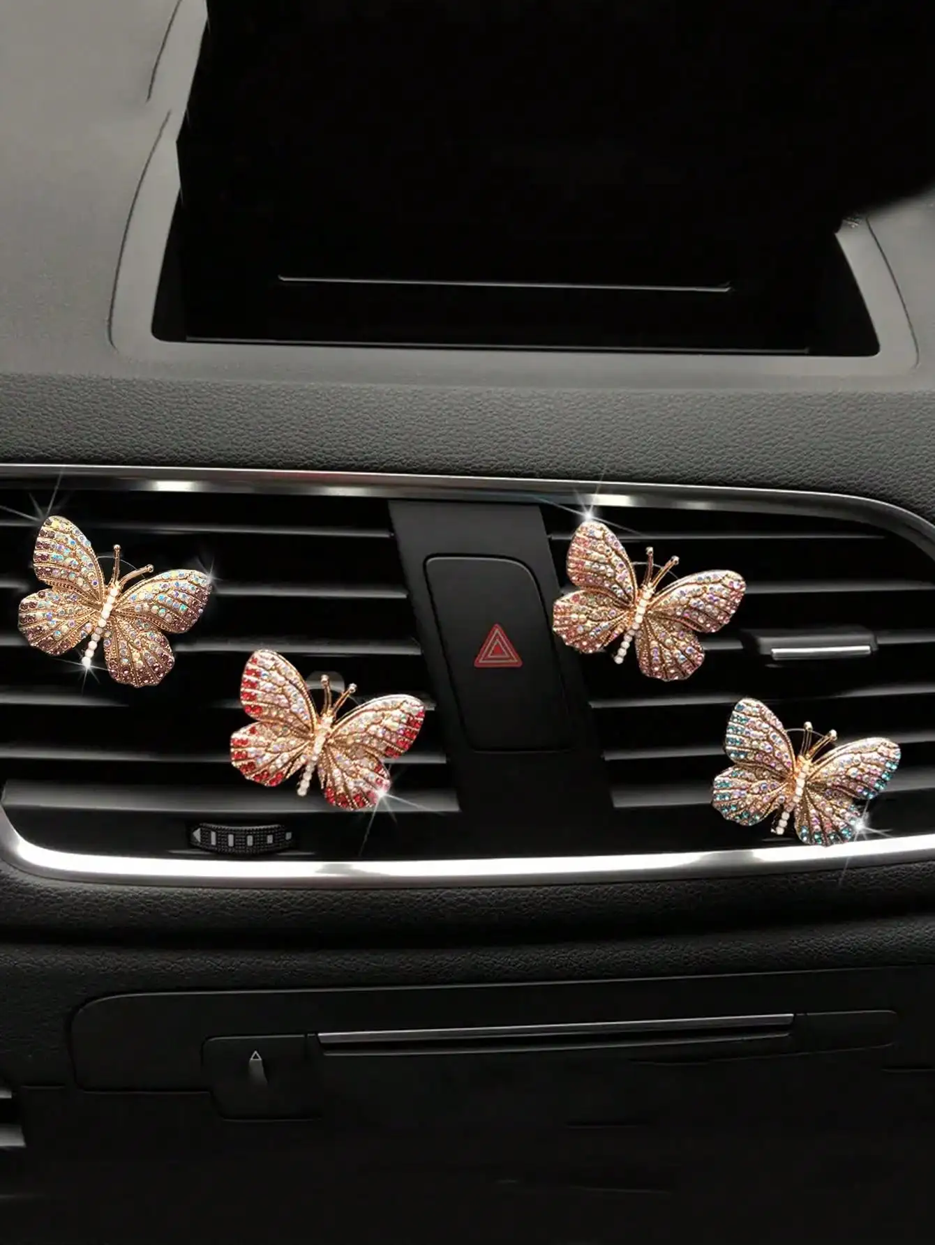 1Pc Car Air Vent Diy Alloy Diamond-Encrusted Butterfly perfume, Car Air Conditioner Vent Decorative perfume (With Frag