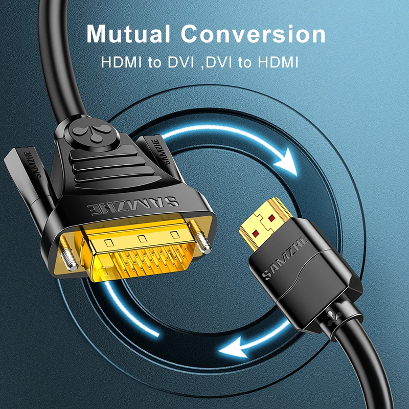 SAMZHE-Cable HDMI Compatible con DVI, Adaptador convertidor HD 1080P 4K para Xbox PS4, TV Box, Monitor de proyector, Cable DVI a HDMI