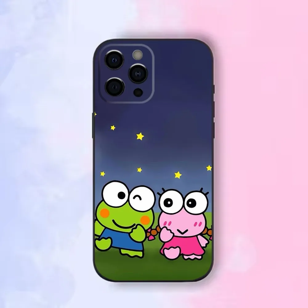 Frog K-KeroS K-KeroppiS Phone Case For iPhone16,15,14,13,12 Mini 11 Pro XR,X,XS,MAX 7,8 Plus Silicone Cover Soft Black