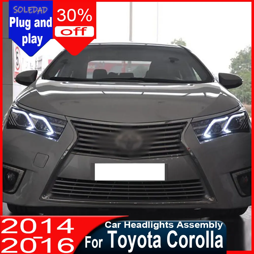 

Car headlights For Toyota Corolla 2014-2016 Headlight DRL Turn Signal Low High Beam Projector Lens
