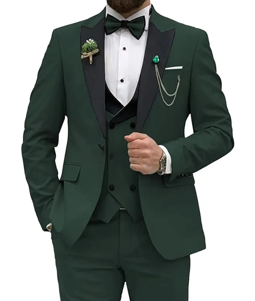 

Изящный костюм-тройка (пиджак+жилет+брюки) Модный цветной костюм для ужина, мужской костюм ведущего. Свадебное платье