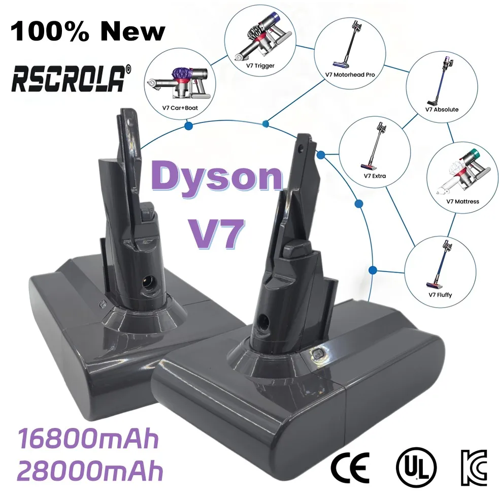 Li-ion V7 Battery for Dyson Vacuum Cleaner 16800mAh/28000mAh Battery for Dyson V7 series,Fluffy, Animal,Absolute,SV11,HH11