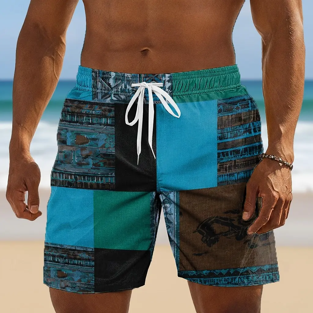 Fashion Printed Casual Men Shorts Elastic Waist Home Daily Wear Outdoor Walking All Match Trendy Male Short Pants