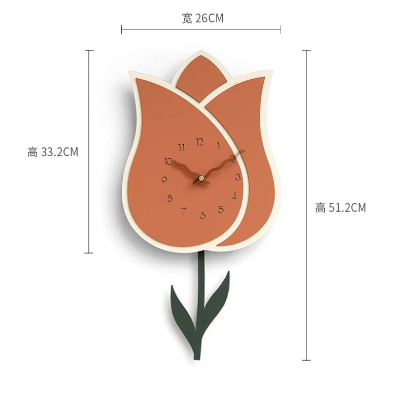 Tulip Wall Clock Modern Simple Living Room Decoration When The Clock Home Creative Swinging Wall Pendant