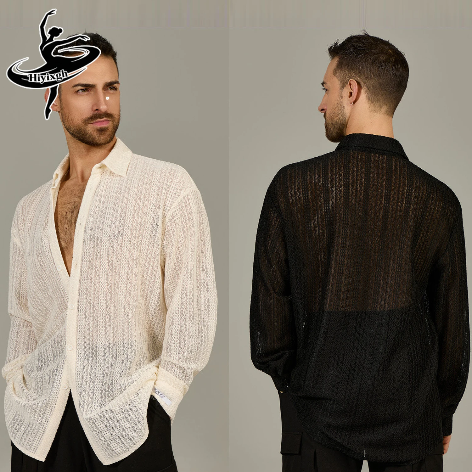 

New Adults Samba Ballroom Dance Training Tops Men'S Long Sleeves Modern Dancing Top Male Samba Latin Dance Shirts