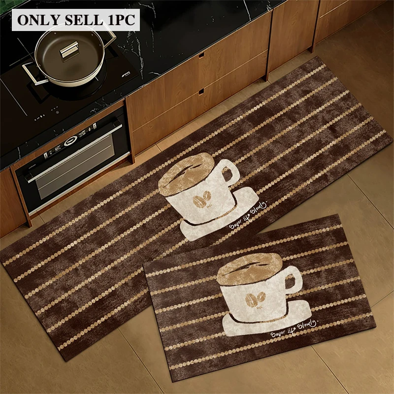 Kitchen Carpet PVC Waterproof Leather Floor Mat Vintage Striped Long Rug Non-slip Oil-proof Foot Mats Home Decoration Rugs Ковер