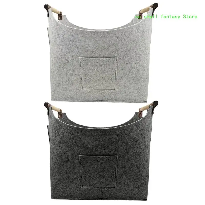 

R3MA Durable Firewood Storage Bag Thick Dark/Light Gray Felt Firewood Container Easy to Clean and Transport Bags