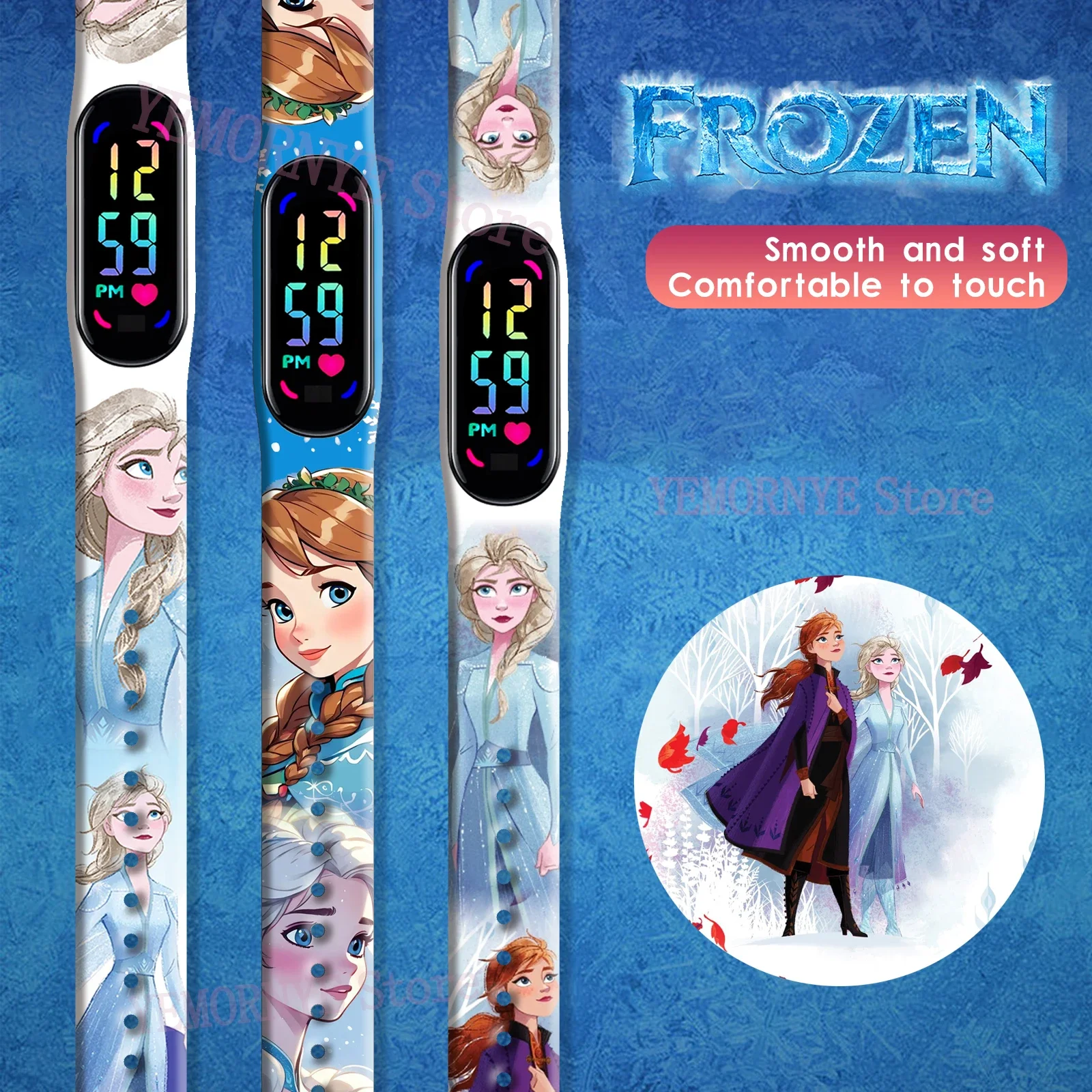 

Disney Frozen Digital Kids' Watches Anime Figures LED Luminous Watch Touch Waterproof Electronic Sports Watch Kids Birthday Gift