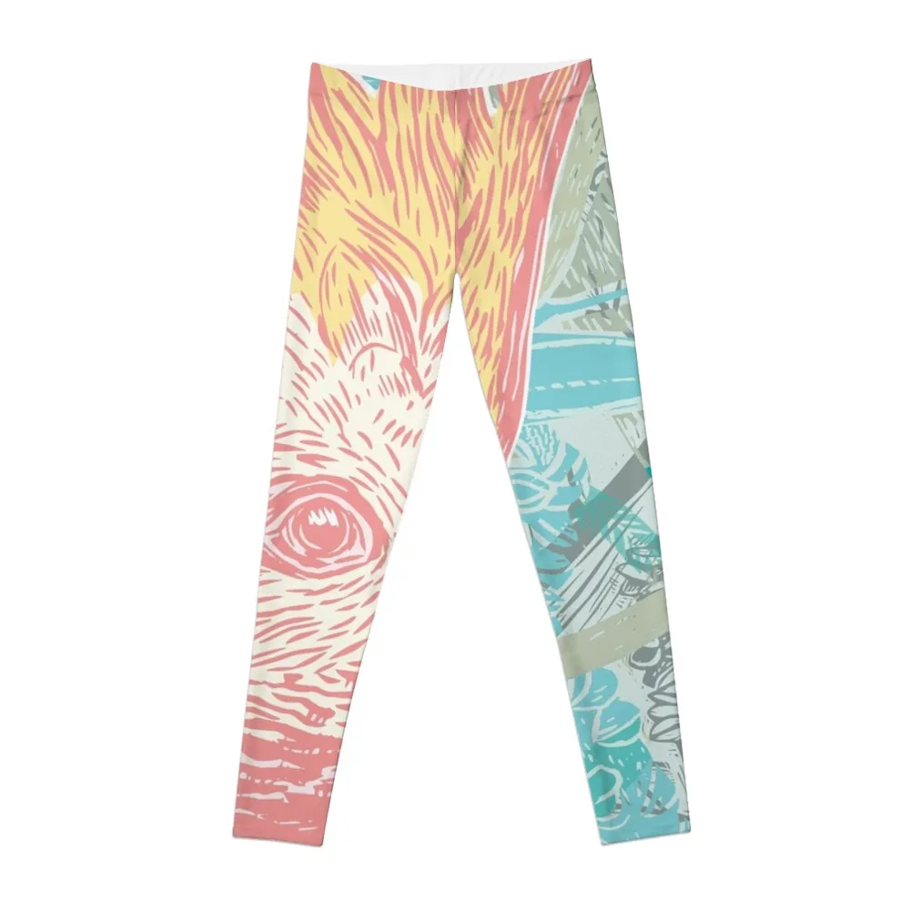 

Cockatoo - linocut print Leggings Women's sports pants Women sportwear Womens Leggings