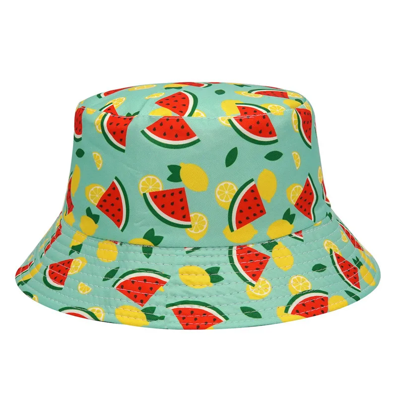 Cotton Fruit Pattern Print Bucket Hat Fashion Joker Outdoor Travel Sun Cap For Men And Women 167