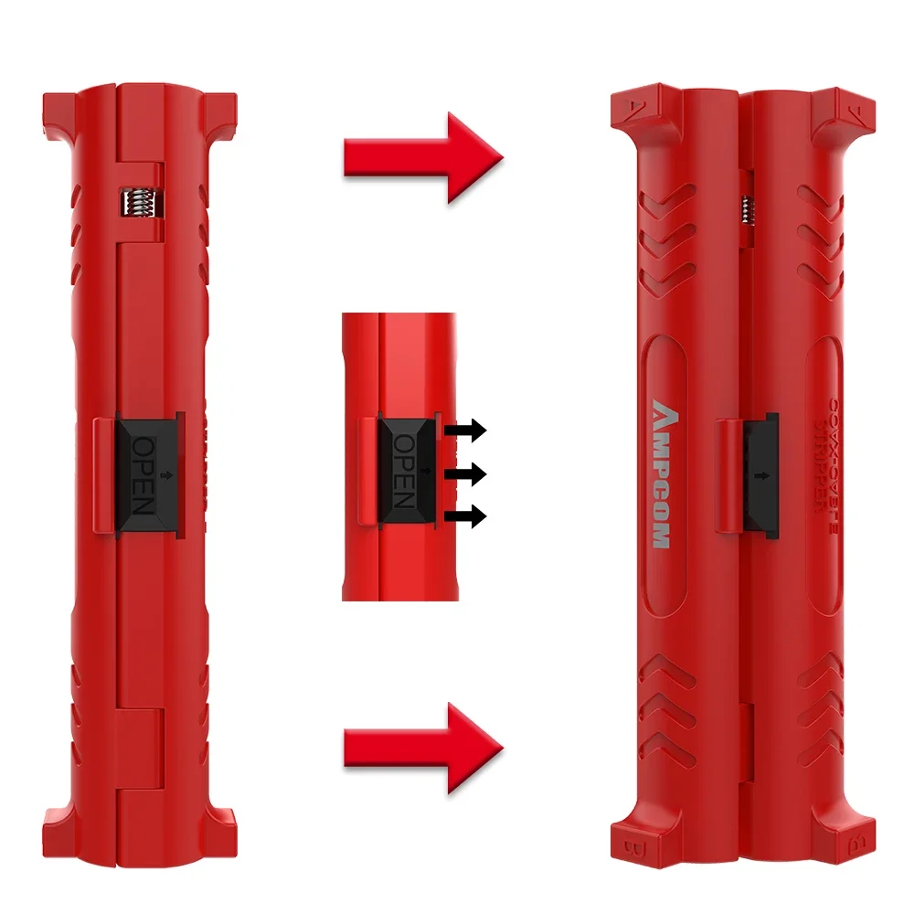 AMPCOM 전기 와이어 스트리퍼 펜 네트워크 케이블 도구, 와이어 케이블 커터, 로터리 동축 와이어 스트리핑 커팅 머신 플라이어